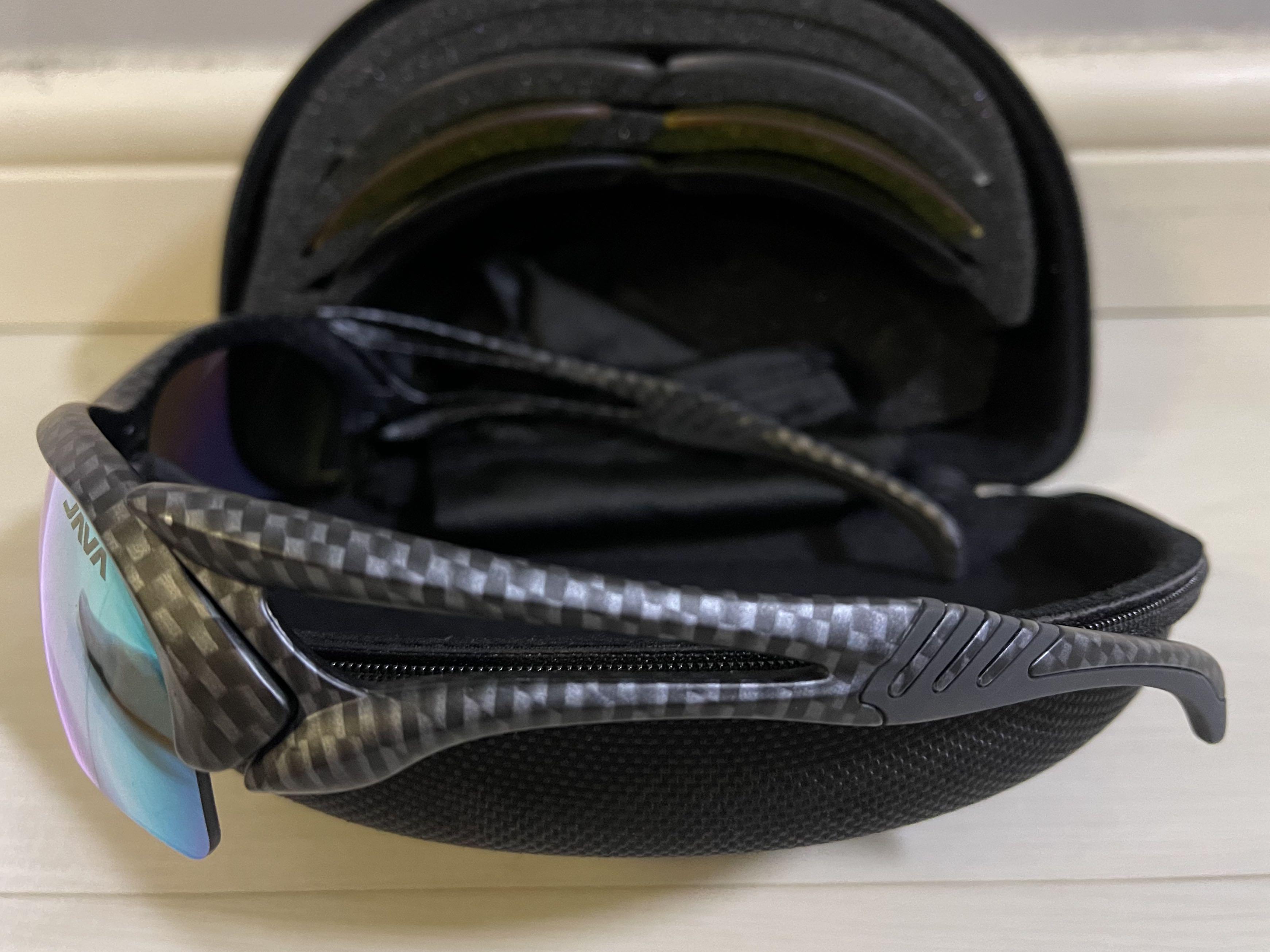 JAVA Carbon Fiber Sport Sunglass with Multiple Lenses, Men's Fashion