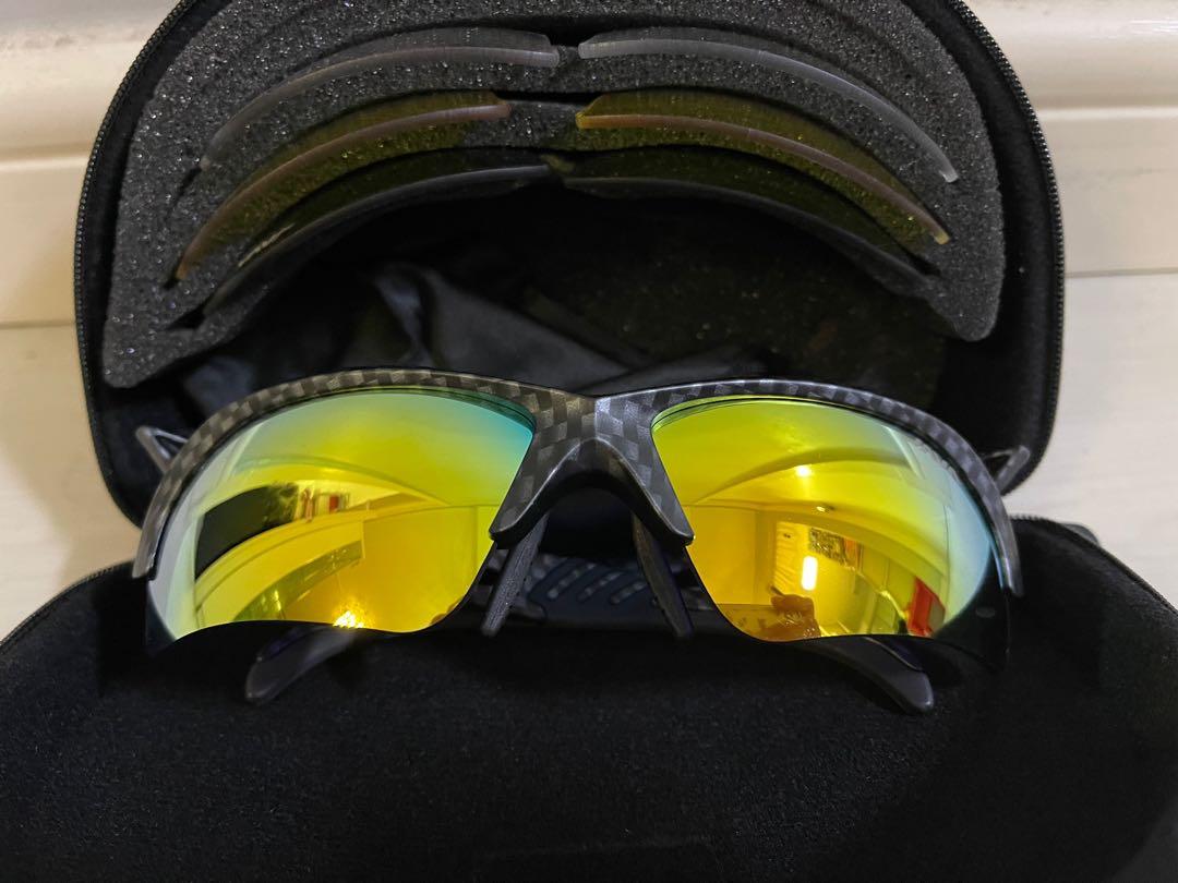 JAVA Carbon Fiber Sport Sunglass with Multiple Lenses, Men's Fashion