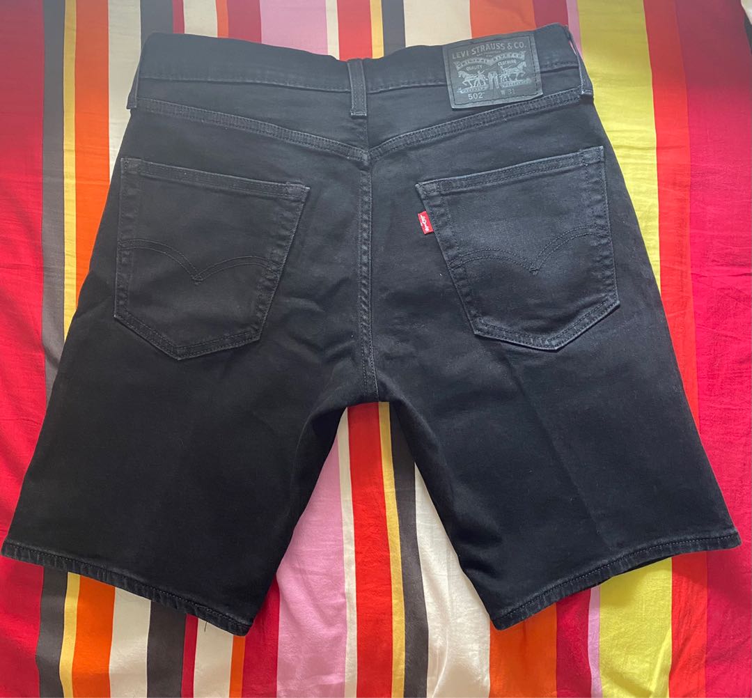 Levi's 黑色洗水牛仔短褲502 w31 黑牌（not501