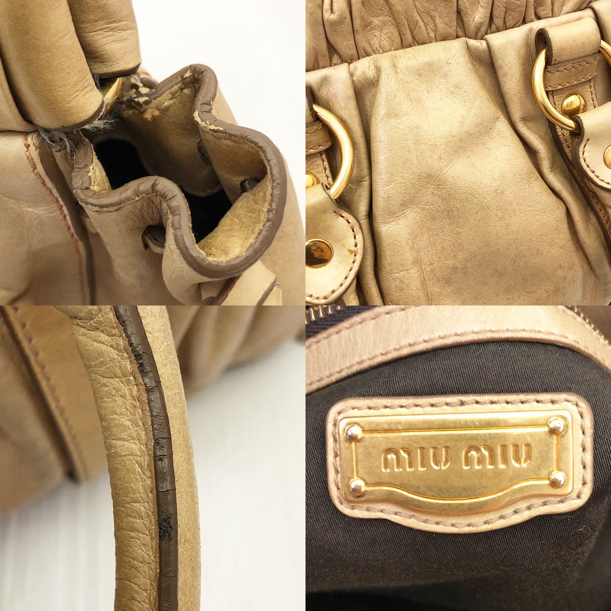 Leather handbag Miu Miu Beige in Leather - 33034138