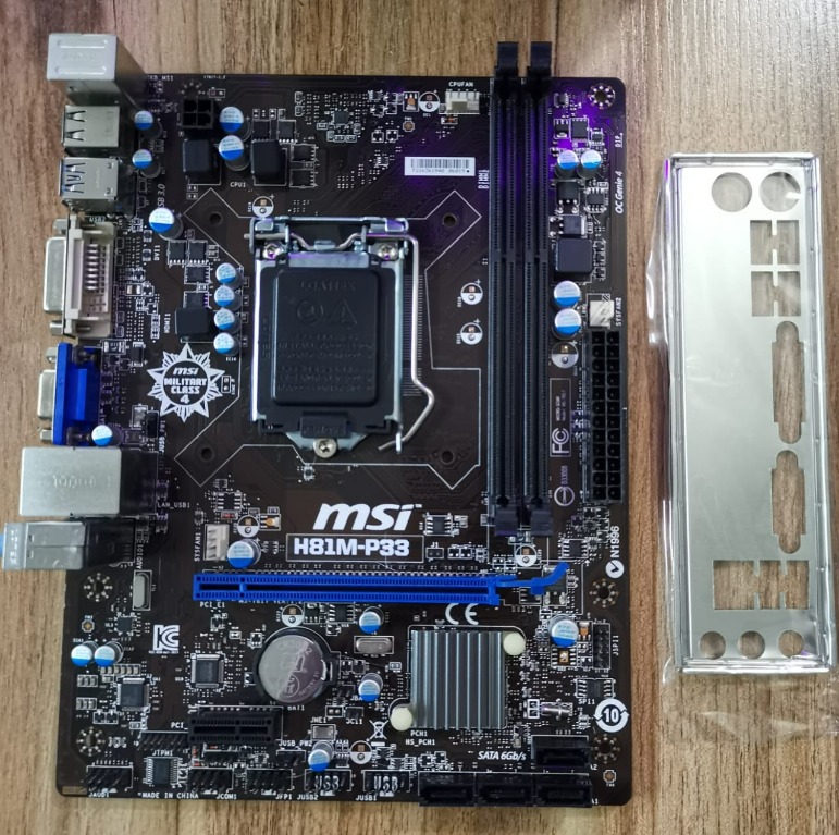 MSI H81MP33 SOCKET 1150 Motherboard Mainboard + Backplate, Computers