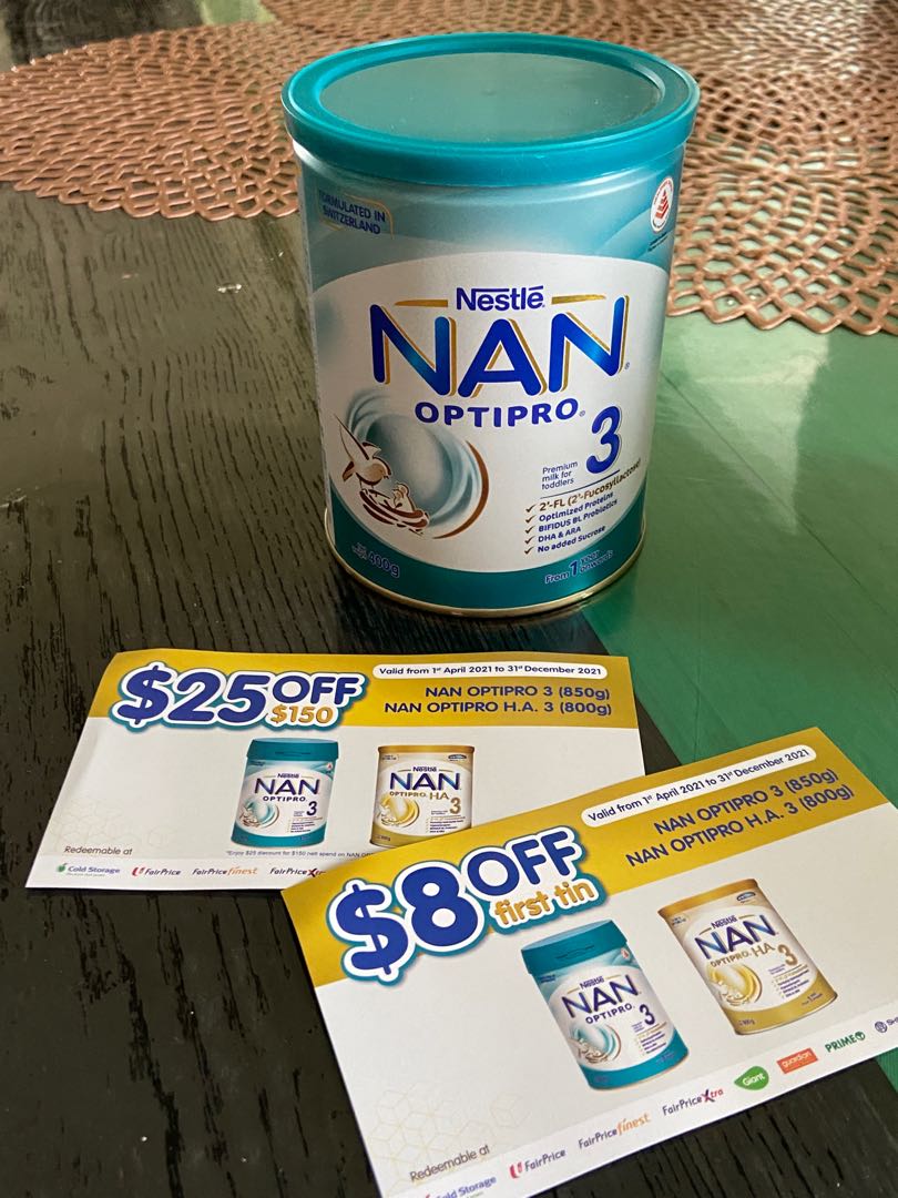 Nan Optipro 3 400g with free milk vouchers, Babies & Kids, Nursing