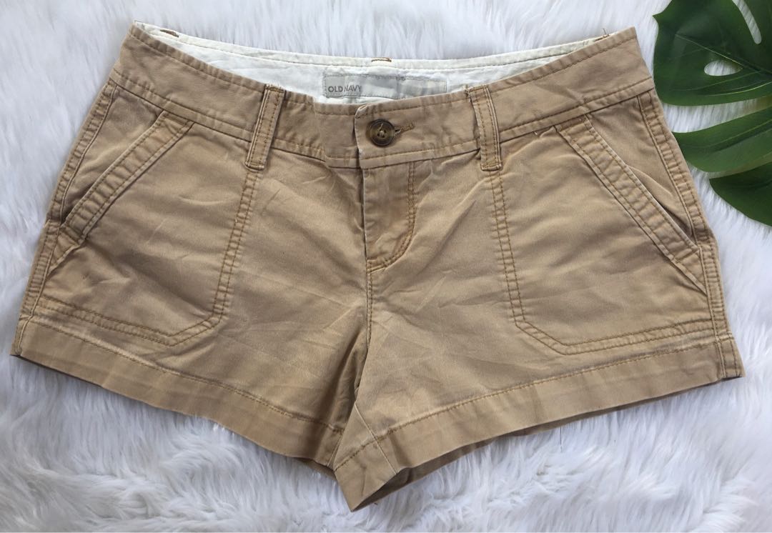Low rise khaki shorts sale