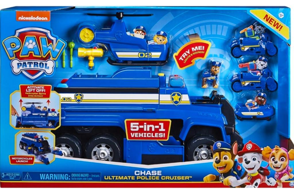 PAW PATROL ULTIMATE 5 IN 1 (Category: Kids Toys) located in Valenzuela. Submitted by francissilva5667 (Listing ID 1111035124, Image 1). Description: BIGGEST PAW PATROL SET US RELEASE TOY ORIGINAL ON HAND AUTHENTICITY GUARANTEED Save the day with Chase’s Ultimate Cruiser! Featuring 5 vehicles in 1 – the cruiser, 2 motorcycles, a boat and helicopter – this PAW Patrol vehicle is ready for any rescue mission. Load all 6 pups (Chase figure included) a