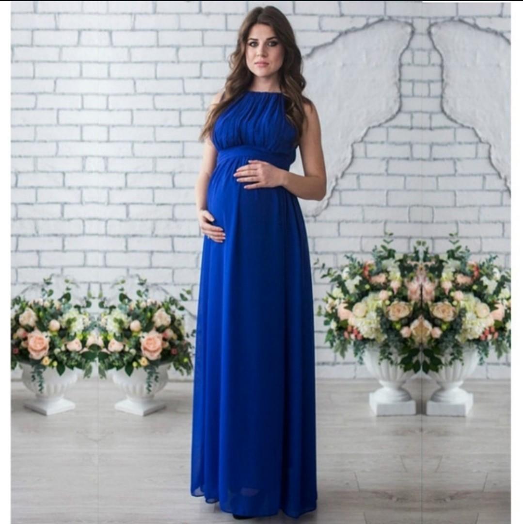 Sleeveless Maternity Decent Maxi Dress For Baby Shower Photoshoot