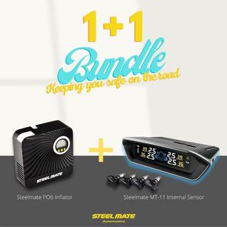Steelmate 1+1 Bundle Extra Value Car Internal TPMS and Tyre Inflator deal MT11 Internal Tyre Pressure Measuring System and PO6-B portable inflator