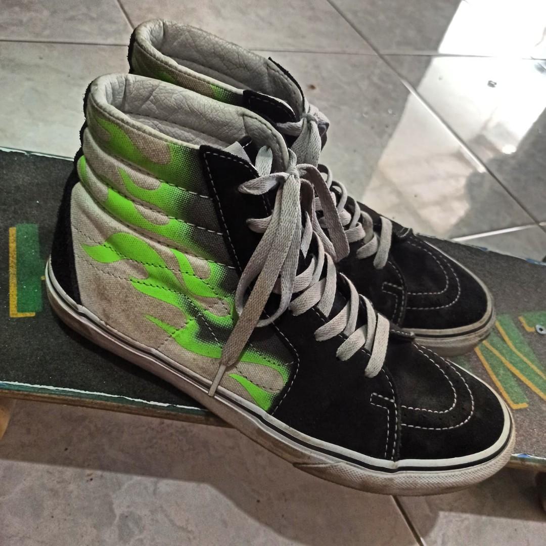Vans sk8 best sale hi green flame