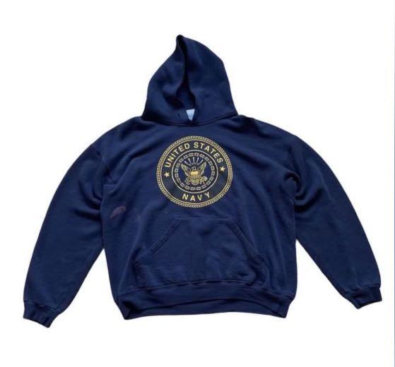 Vintage Navy Hoodie Men s Fashion Tops Sets Hoodies on Carousell