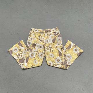 vintage retro yellow floral y2k thrifted flare pants