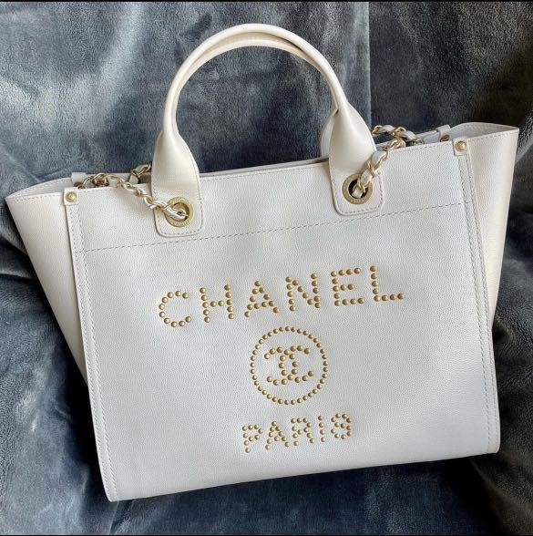Ivory White Chanel Deauville Tote in Caviar 33cm, Women's Fashion, Bags &  Wallets, Tote Bags on Carousell