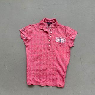 y2k vintage pink argyle polo top thrifted