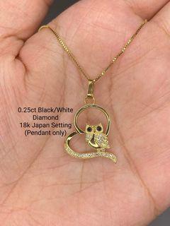 18k Japan setting Owl diamond pendant