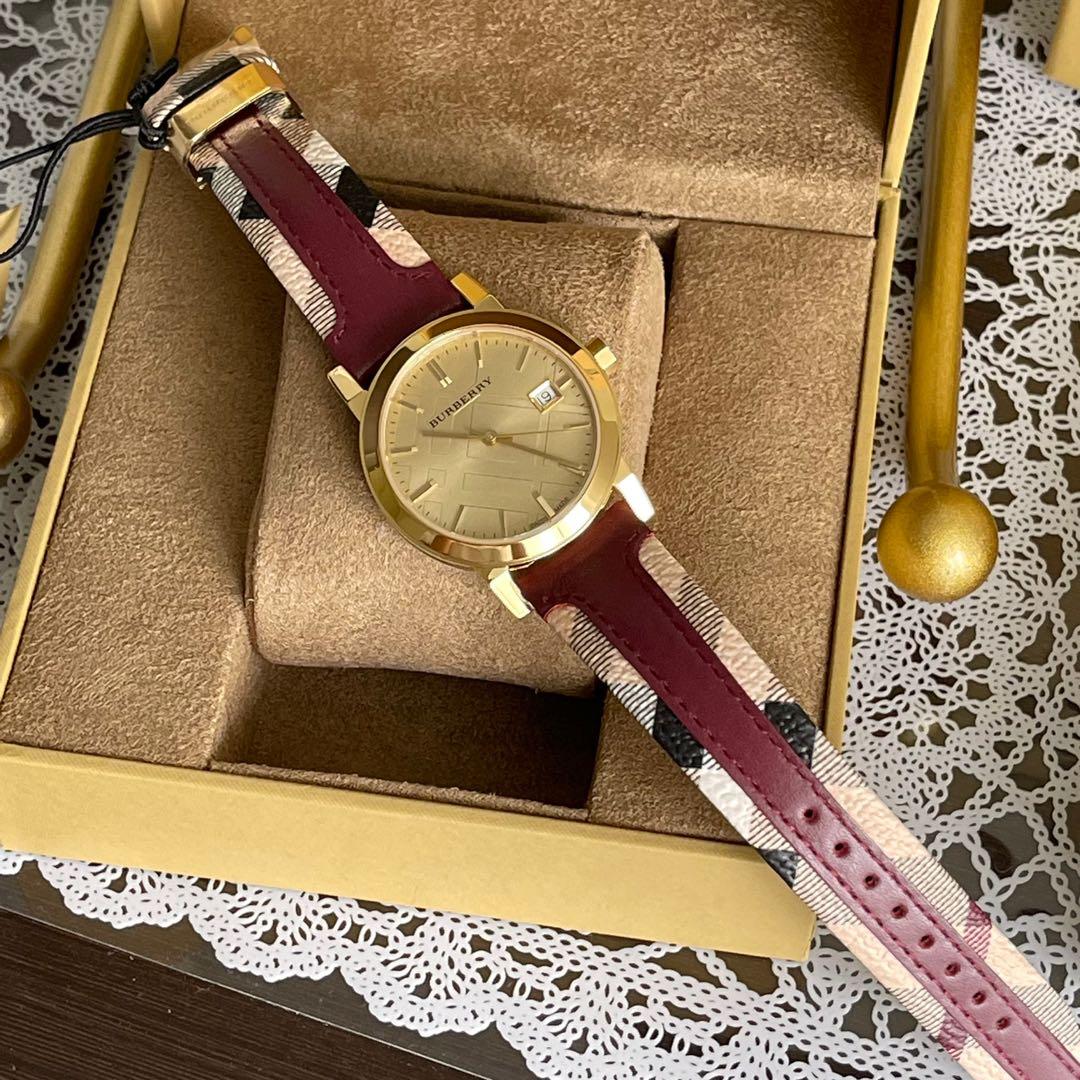 ON HAND Burberry BU9111 Haymarket Gold Tone Stainless Steel Women s Watch 34mm Women s Fashion Watches Accessories Watches on Carousell