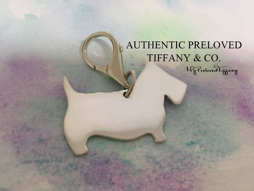 Authentic Tiffany Co. Scottie Dog Keychain Key Ring Bag Charm