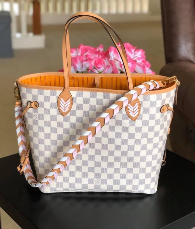 Louis Vuitton Damier Azur Braided Neverfull mm Pink