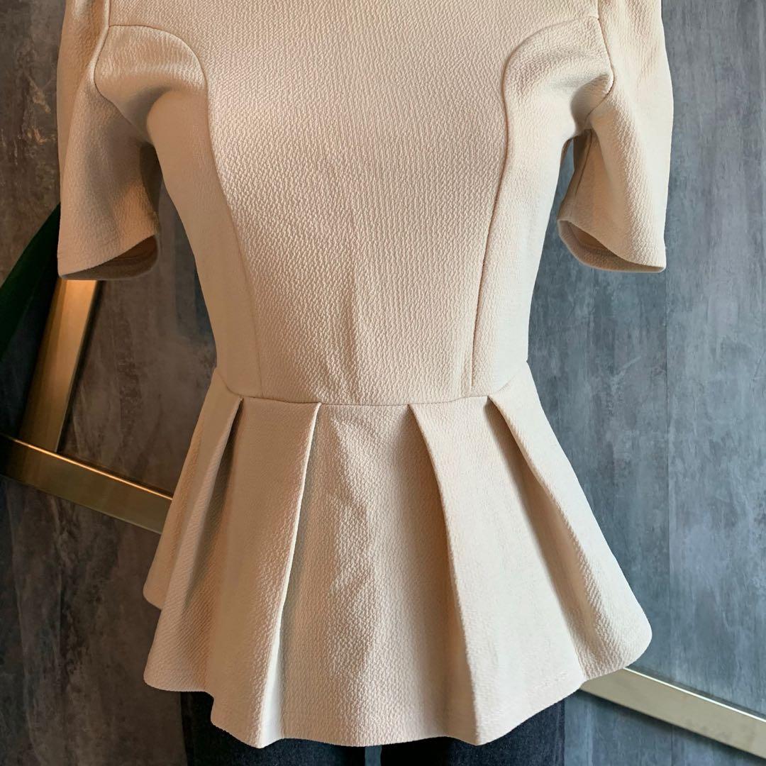 Beige peplum top sales