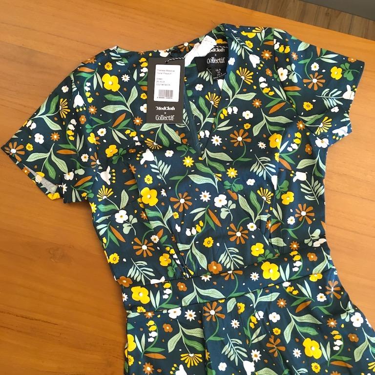 BN Brand new Modcloth Green yellow brown floral romper Women s