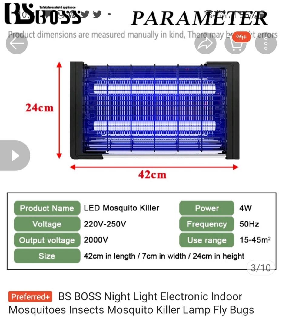 Bs Boss Night Light Electronic Indoor Mosquitoes Insects Mosquito Killer Lamp Fly Bugs Home Furniture Others On Carousell