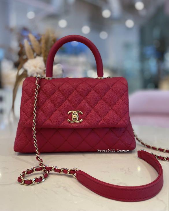 Chanel Coco Handle Small 20A Raspberry Caviar Bag, Luxury, Bags & Wallets  on Carousell