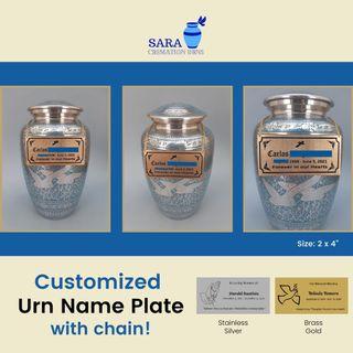 [saraurnsph] Customized Brass Urn Nameplate / Stainless Urn Nameplate / Urn Name Tag (PRE-ORDER)