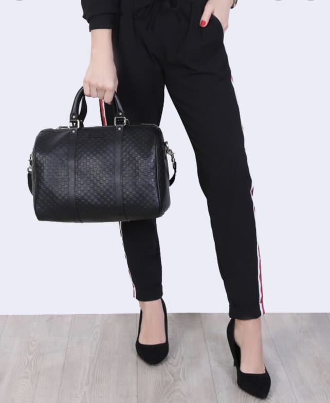gucci boston guccissima black leather satchel