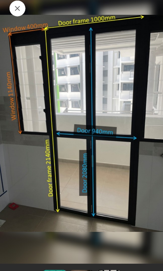 HDB BTO service yard aluminum bifold glass panel, Furniture & Home