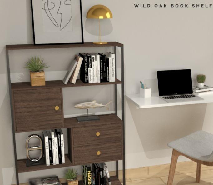 Hera wooden BOOKSHELF black and dark brown book shelf minimal