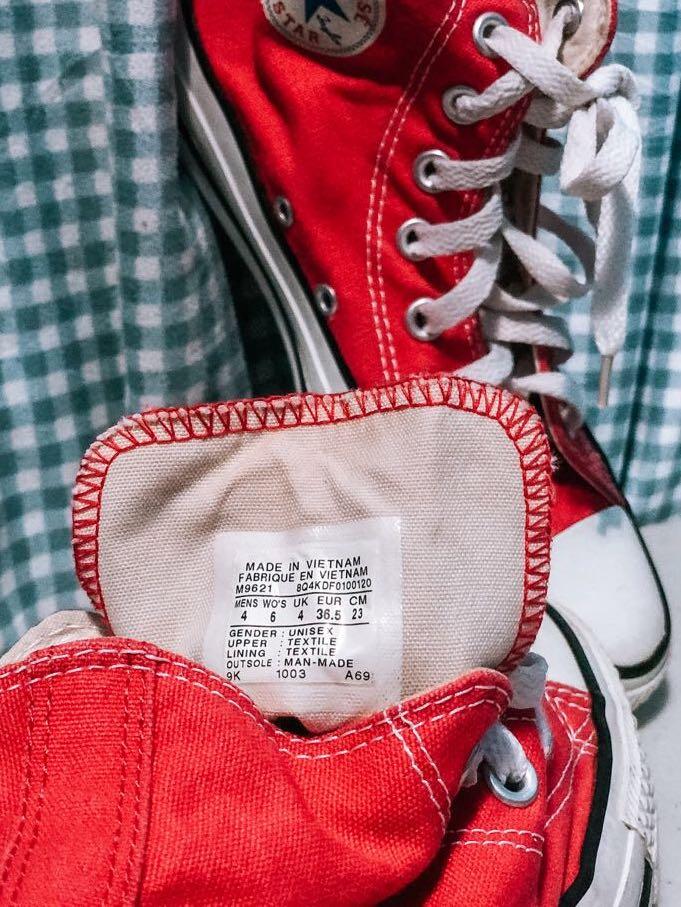 High Cut Converse in Red Womens 6 Mens 4 Women s Fashion Footwear Sneakers on Carousell