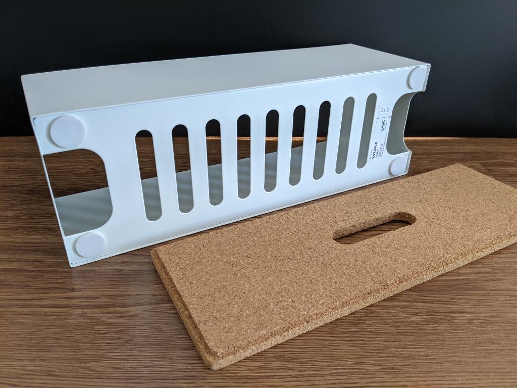 IKEA KVISSLE steel cable management box, cork/white, Furniture & Home