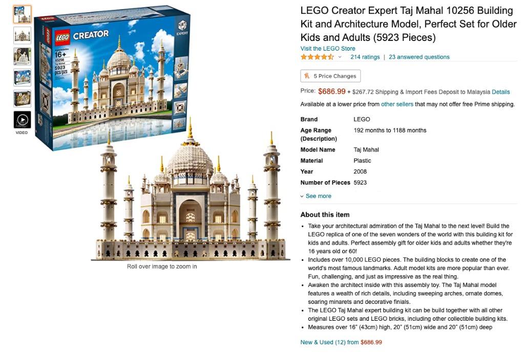 LEGO Creator Expert Taj Mahal 10256 Building Kit (5923 Piece