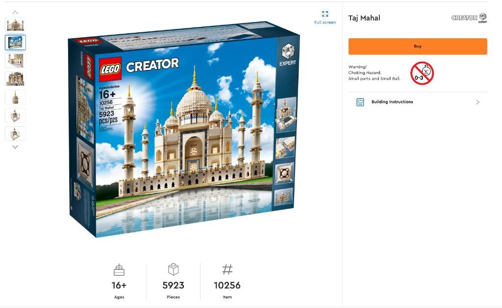  LEGO Creator Expert Taj Mahal 10256 Building Kit and  Architecture Model, Perfect Set for Older Kids and Adults (5923 Pieces) :  Toys & Games