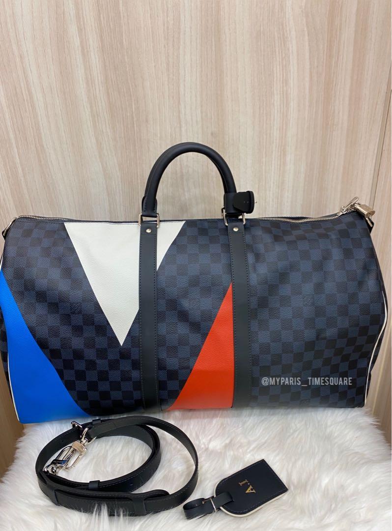 Louis Vuitton Keepall Bandouliere 55 Damier Cobalt Race Blue Weekend Travel  Bag