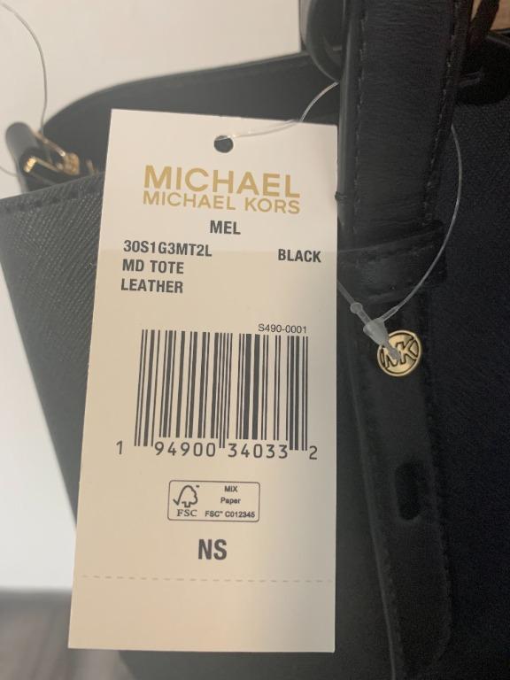 Michael Kors Mel Sm Tote Leather Black 38F2G3MTIL NWT