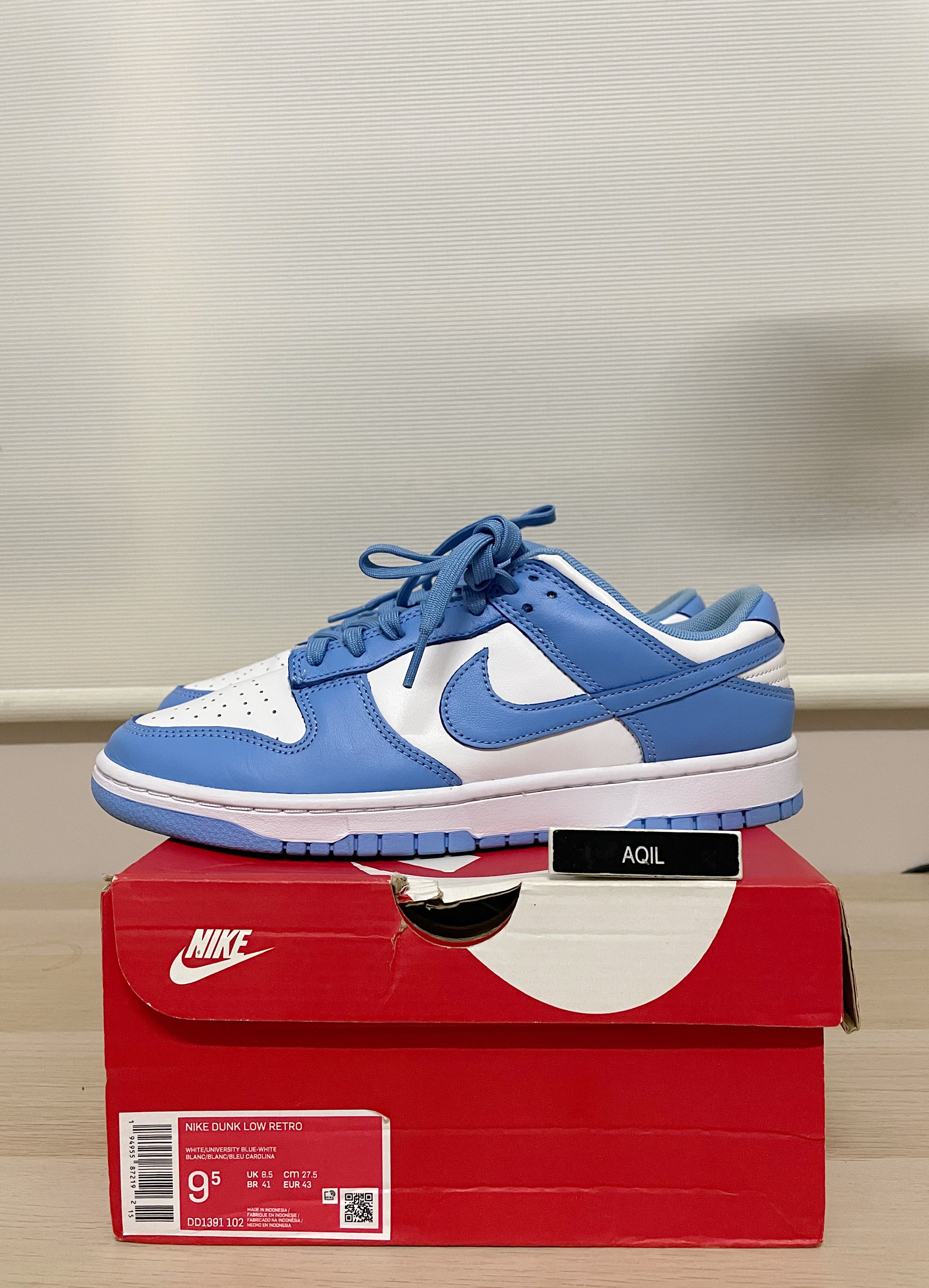 Nike Dunk Low UNC, Men's Fashion 