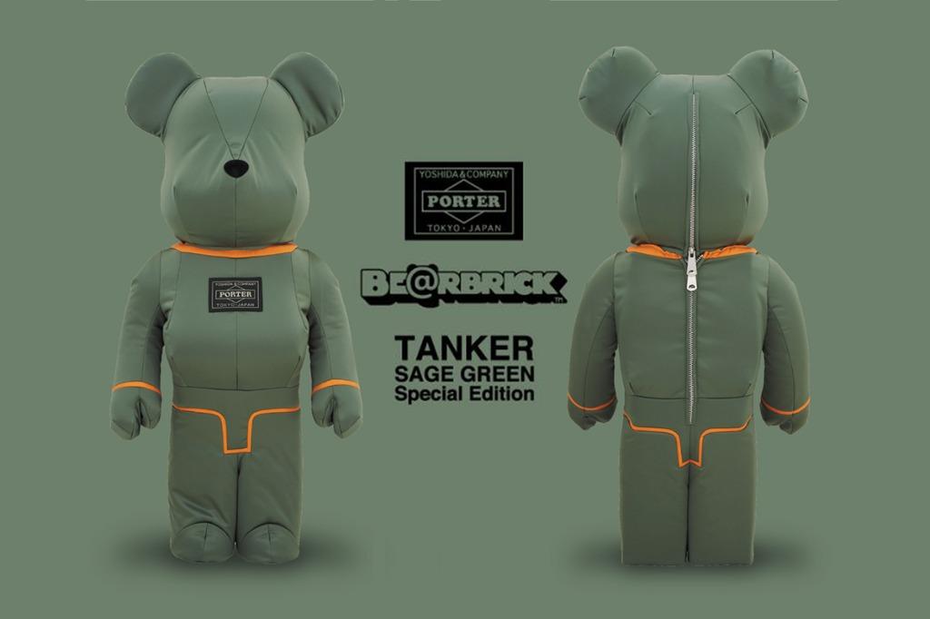 Porter x Medicom Toy Be@rbrick Bearbrick 400% TANKER BAG Green