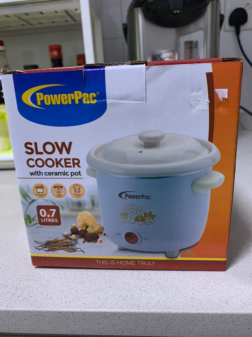 PowerPac Slow Cooker with Ceramic pot 0.7 litres, TV & Home Appliances