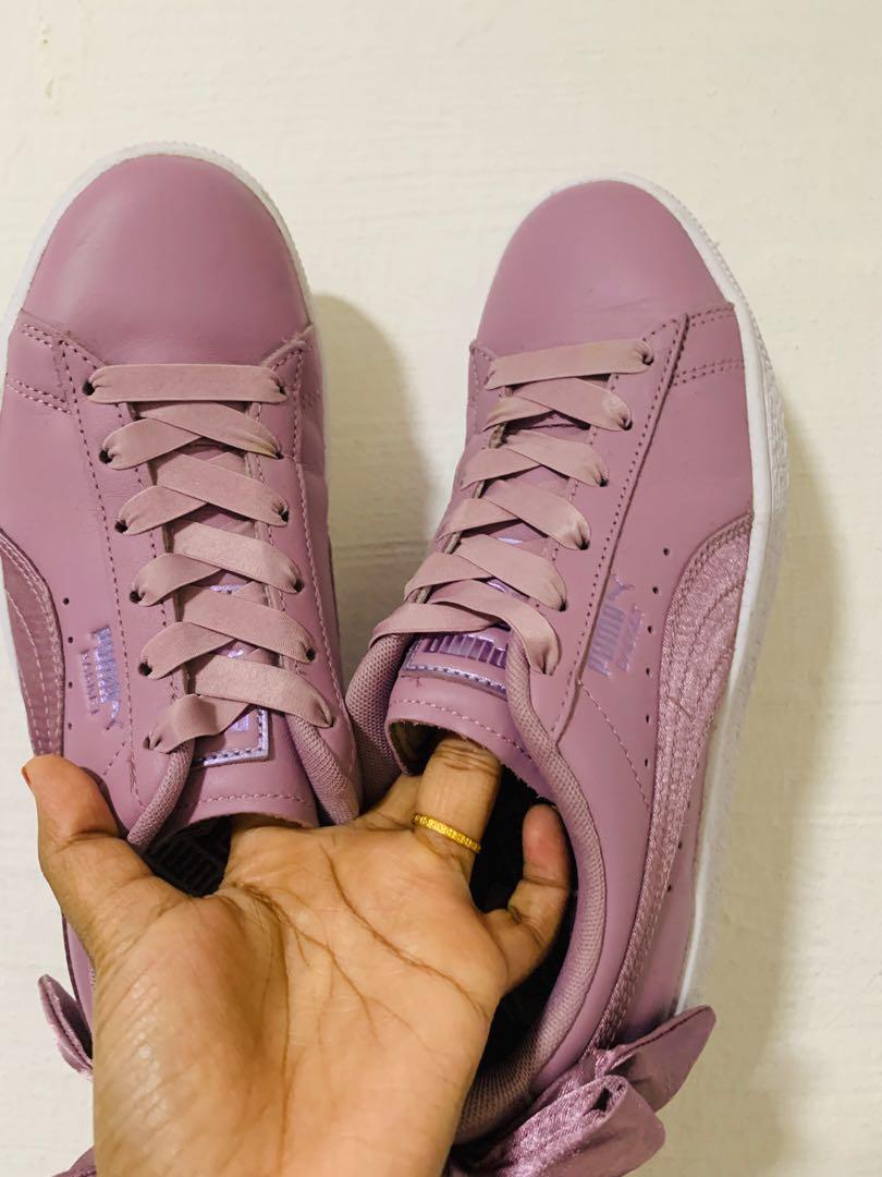 Puma basket bow satin women shoes