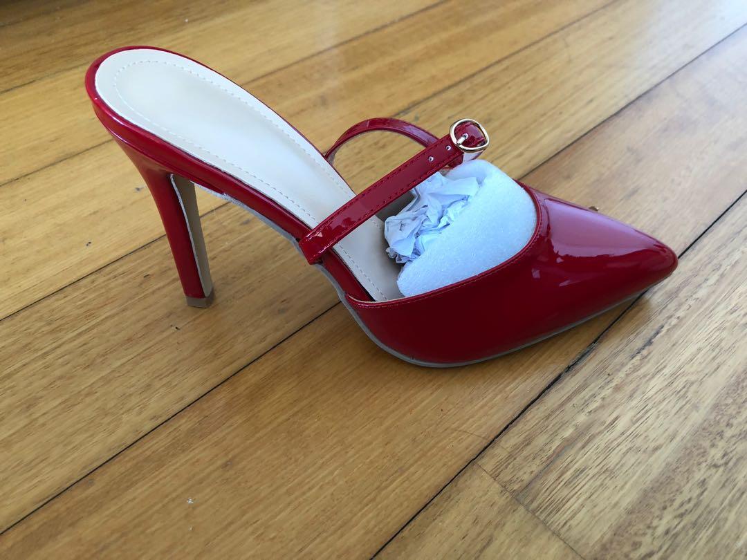 Red patent pointed stiletto heels Women s Fashion Footwear