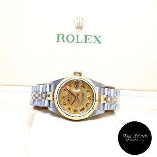 Rolex Oyster Perpetual 18K Half Gold 26mm Ladies Yellow MOP Roman Datejust REF: 79173 (A Series)