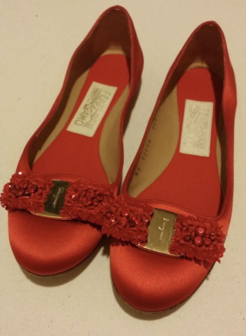 Red cheap satin shoes