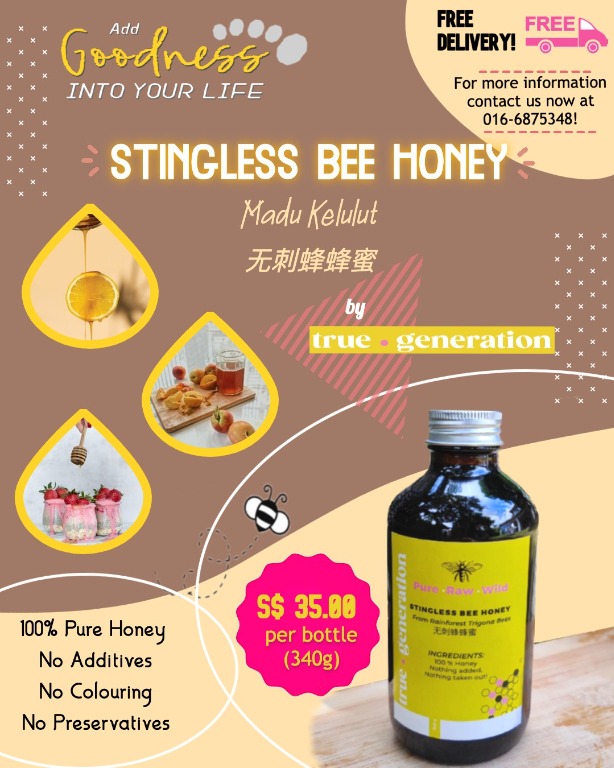 Stingless Bee Honey Madu Kelulut 100 Pure Raw Wild Health Nutrition Health Supplements Vitamins Supplements On Carousell