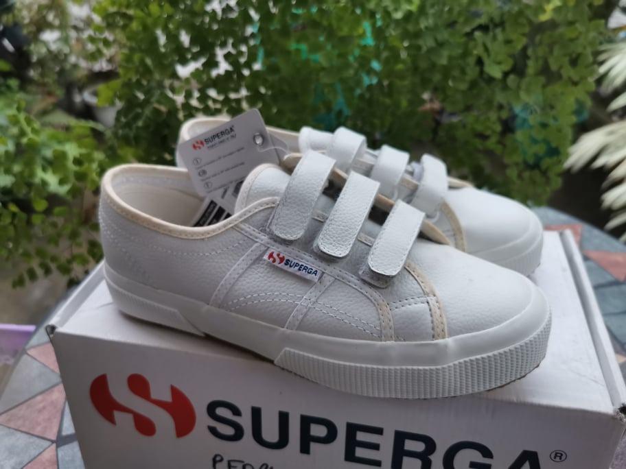Superga white leather velcro 2025