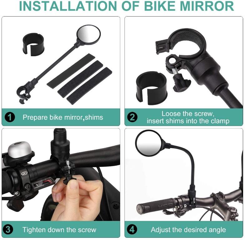 TAGVO Bike Mirror 2 Pack Bicycle Wide Angle Rear View Safe Mirrors 360 Degree Adjustable Rotatable Handlebar Mounted Convex Mirror for Mountain Road Bike Cycling Sports Equipment Bicycles Parts Parts
