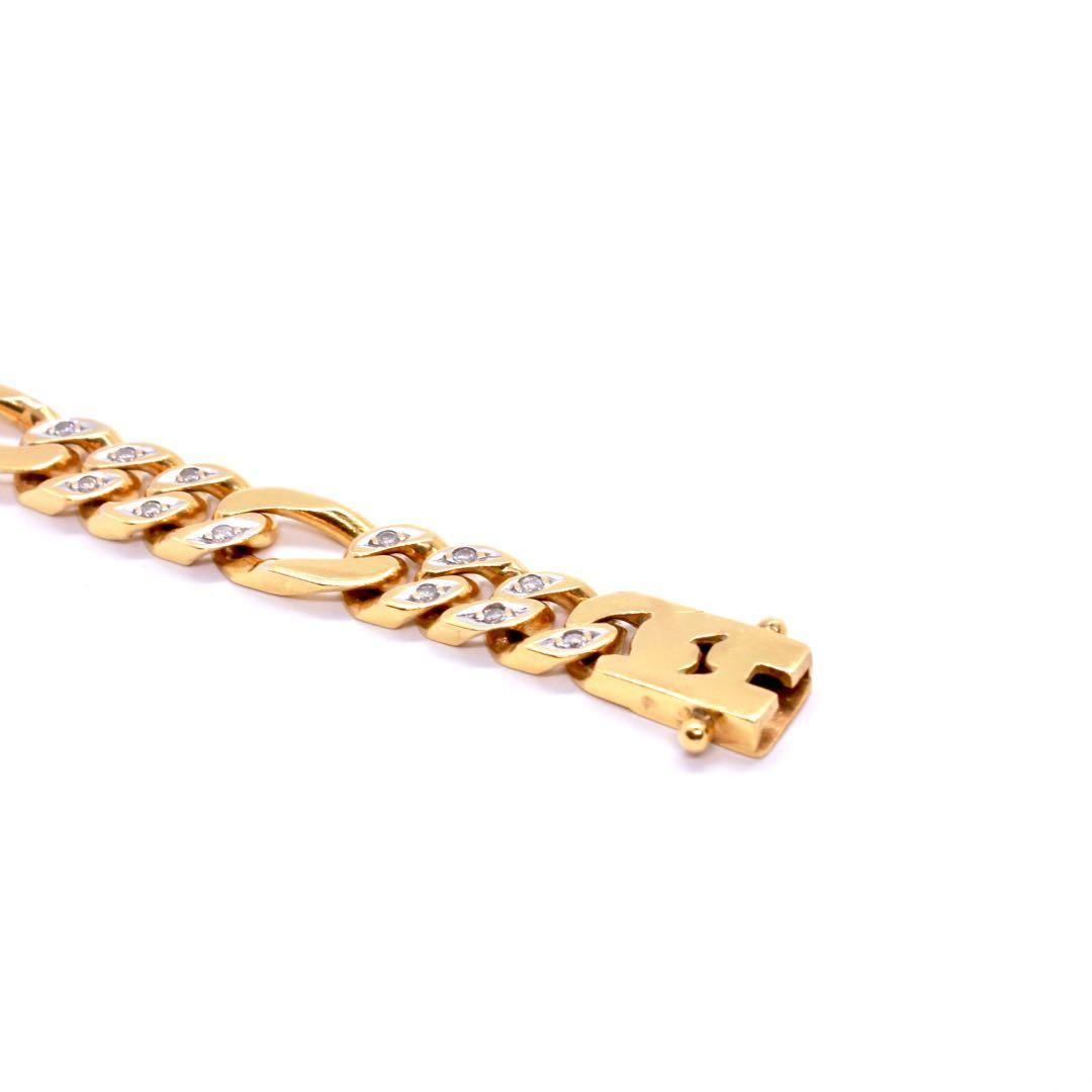 Gold chain bracelet mens engraved on sale