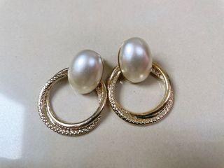 珍珠黃銅耳環