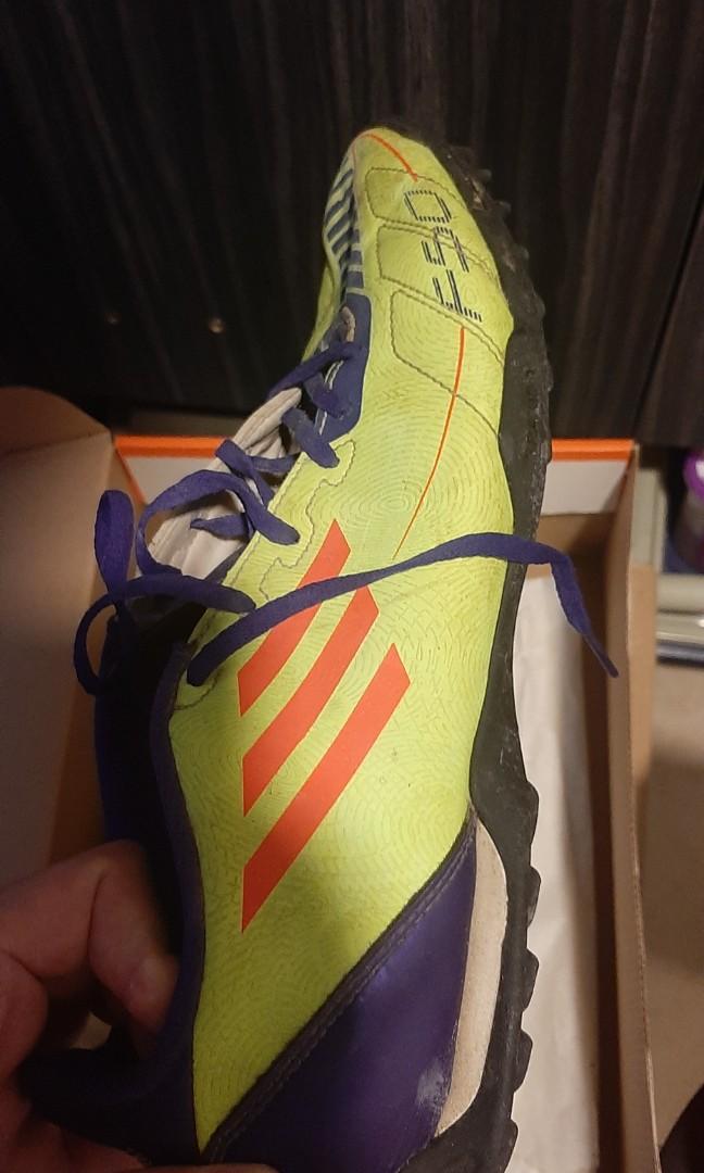Adidas F5 turf football shoes neon yellow purple size 10UK free