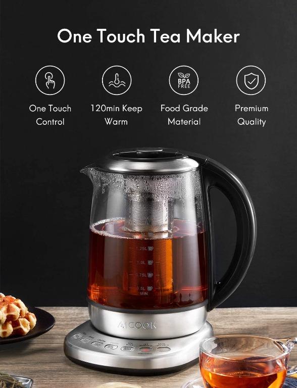 AICOOK 1.7L Electric Kettle Glass Tea Kettle with 6 Temperature