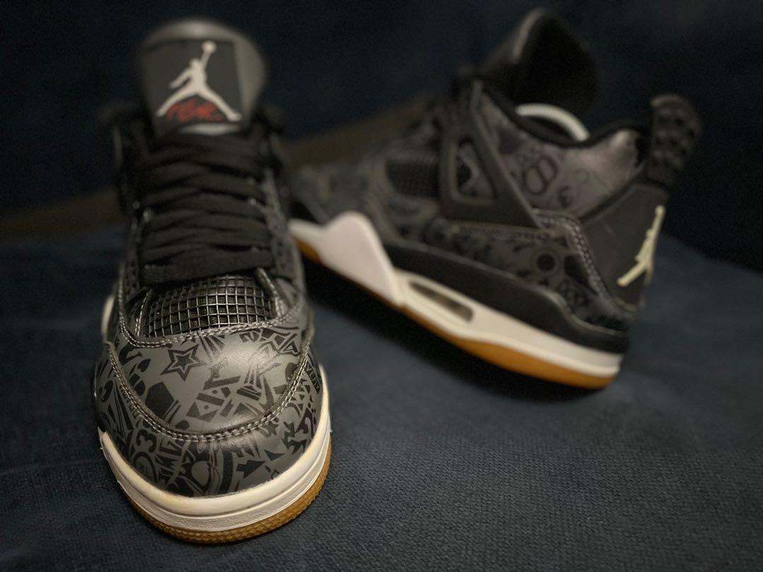 Air Jordan 4 Laser black gum, Men's Fashion, Footwear, Sneakers on