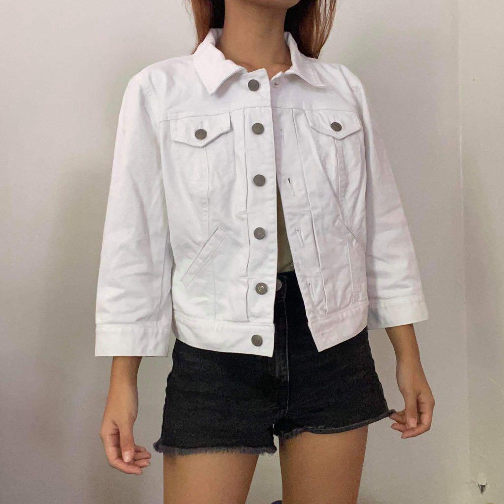 Loft white denim jacket on sale
