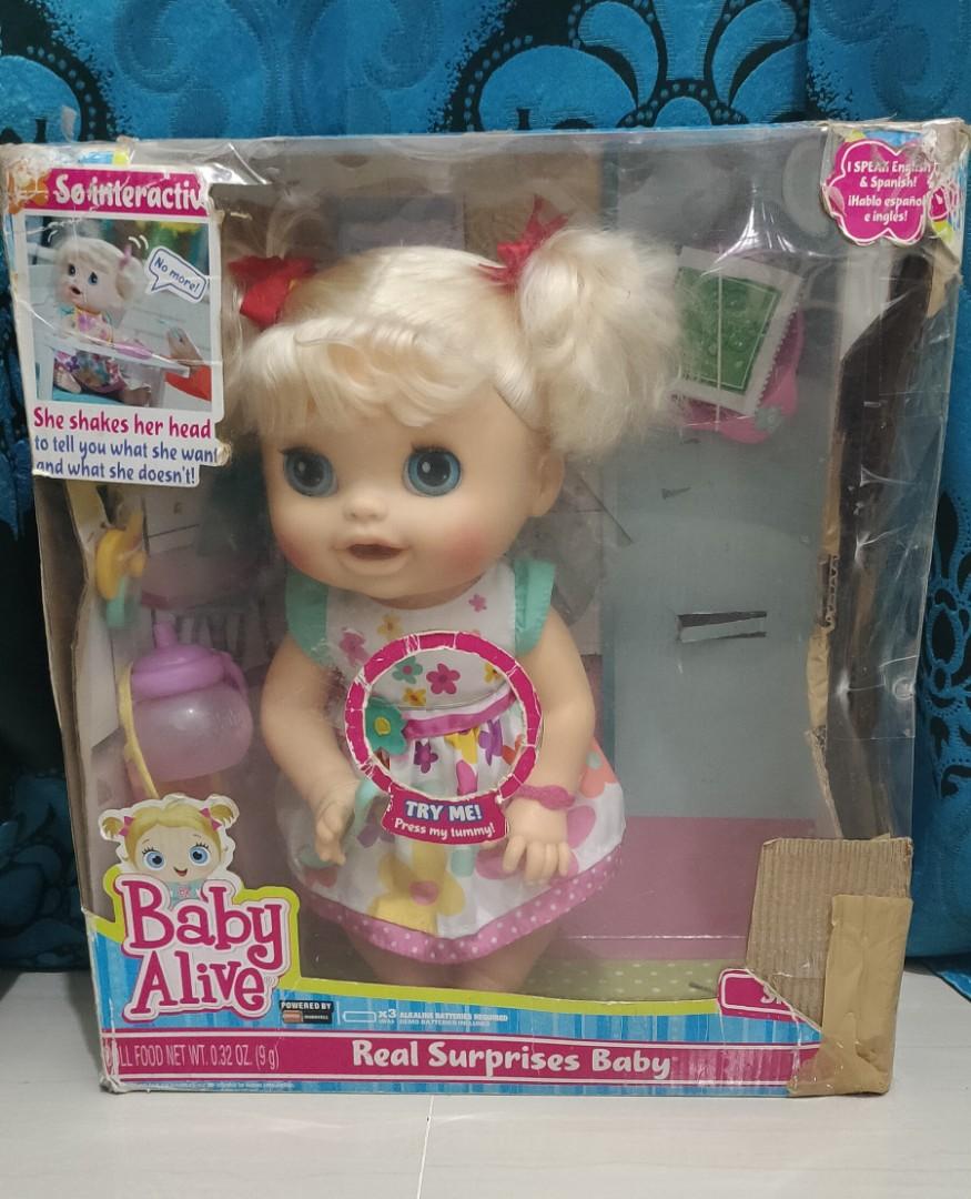 Baby alive real top surprises baby doll